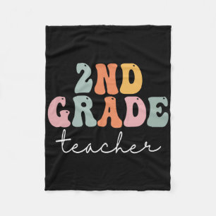 Lehrer der 2. Klasse Retro Groovy Vintage Erster T Fleecedecke