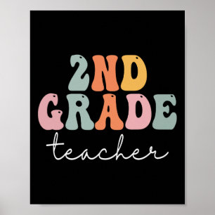 Lehrer der 2. Klasse Retro Groovy Vintage Erster T Poster