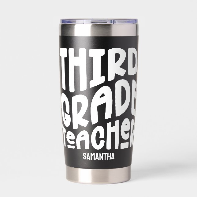 Lehrer der 3. Klasse | Minimalistisches Textdesign Thermobecher (Vorderseite)