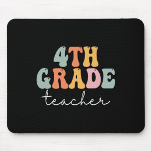 Lehrer der 4. Klasse Retro Groovy Vintage Erster T Mousepad