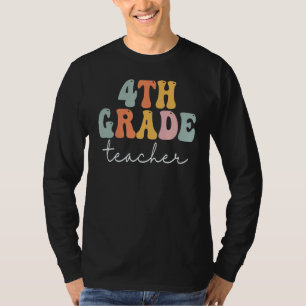 Lehrer der 4. Klasse Retro Groovy Vintage Erster T T-Shirt