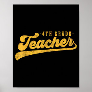 Lehrer der 4. Klasse Süßes Vintage-Grafik Vierte K Poster