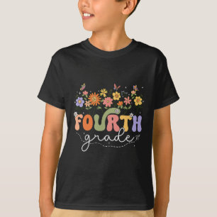 Lehrer der 4. vierten Klasse Wildblume Zurück zur T-Shirt