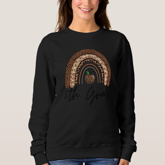 Lehrer der 5. Klasse Leopard Regenbogen Erntedankf Sweatshirt (Vorderseite)