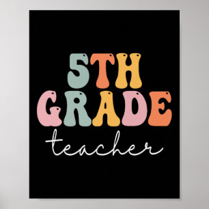 Lehrer der 5. Klasse Retro Groovy Vintage Erster S Poster