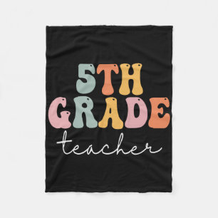 Lehrer der 5. Klasse Retro Groovy Vintage Erster T Fleecedecke