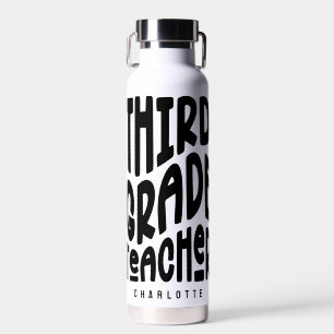 Lehrer der dritten Klasse Schwarzer Text Trinkflasche