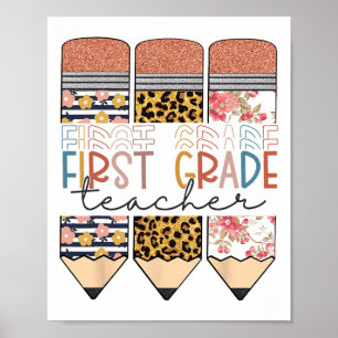Lehrer der ersten Klasse Leopard Bleistift Glückli Poster