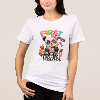 Lehrer der ersten Klasse | Süßer Panda Tri-Blend Shirt