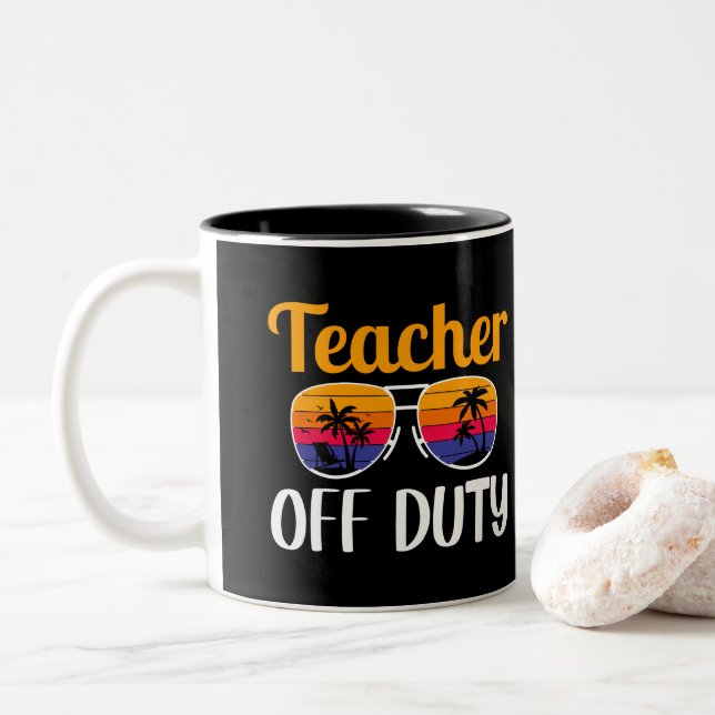 Lehrer der Pflicht, Lehrergeschenk, Sommerurlaub Zweifarbige Tasse (Mit Donut)
