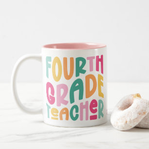 Lehrer der vierten Klasse   Bunter Text Zweifarbige Tasse