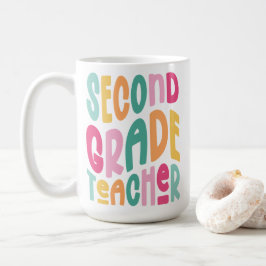 Lehrer der zweiten Klasse Farbige Typografie-Desig Kaffeetasse