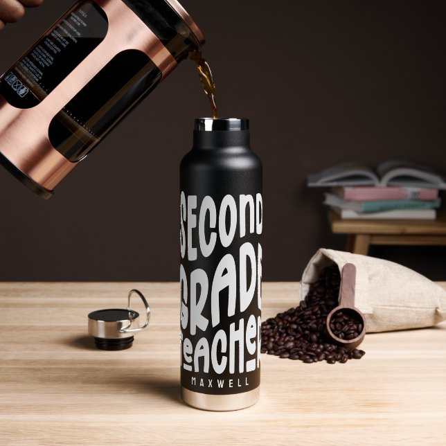 Lehrer der zweiten Klasse Minimalistischer Text Trinkflasche (Kaffee (gedreht))