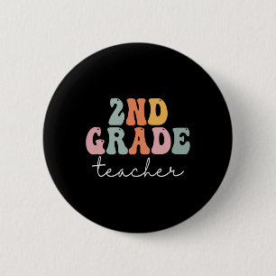 Lehrer der zweiten Klasse Retro Groovy Vintag erst Button