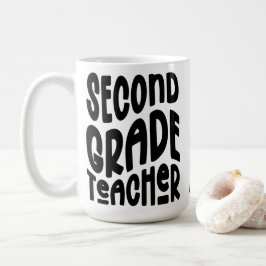 Lehrer der zweiten Klasse Schwarzes Typografie-Des Kaffeetasse