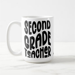 Lehrer der zweiten Klasse Schwarzes Typografie-Des Kaffeetasse