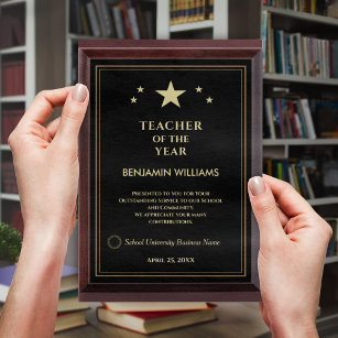 Lehrer des Jahres Logo Gold Wertschätzung Custom Awardplakette