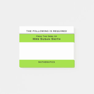 Lehrer, die Klasse Grün merkt, personifizieren Post-it Klebezettel