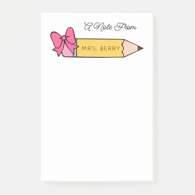 Lehrer eine Note aus der Bleistift-Post IT-Notizen Post-it Klebezettel (Vorderseite)