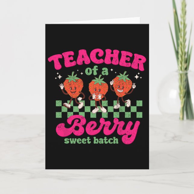 Lehrer eines beeren süßen Tch Spaß Erdbeere Design Karte (Vorderseite)