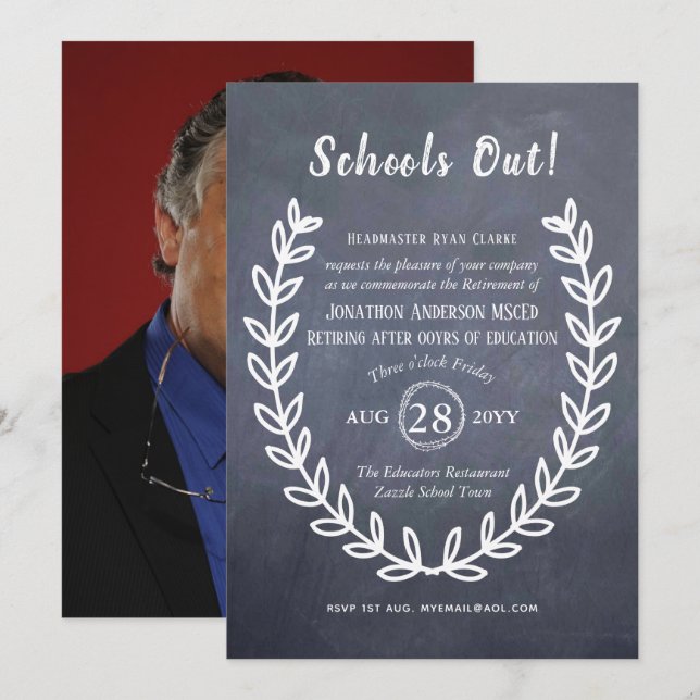 Lehrer Einladungen für das Ruhestand Professor Leh (Vorne/Hinten)