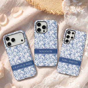 Lehrer Elegante blaue Chinoiserie-Monogramm-Brau Samsung Galaxy Hülle