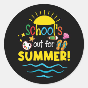 Lehrer Ende des Jahres Shirt Schule für den Sommer Runder Aufkleber