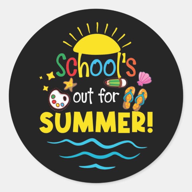 Lehrer Ende des Jahres Shirt Schule für den Sommer Runder Aufkleber (Vorderseite)