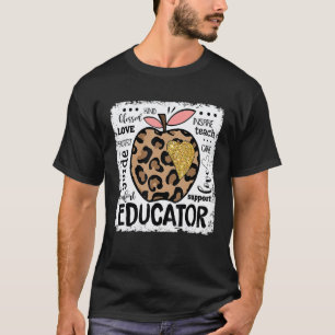 Lehrer Erzieher Leopard Apfel Liebe Team Zurück zu T-Shirt