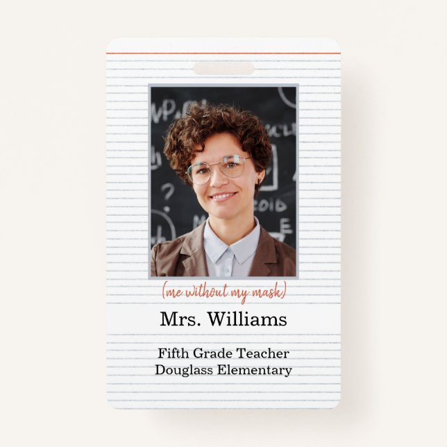 Lehrer Foto ID Abzeichen Klassenzimmer, ich ohne M Ausweis (Vorderseite)