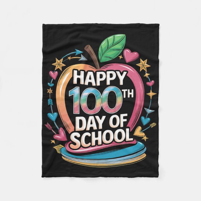 Lehrer Froher 100. Schultag Mathe Apfel Rahmen Fleecedecke (Vorderseite)