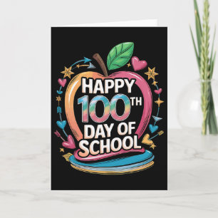 Lehrer Froher 100. Schultag Mathe Apfel Rahmen Karte