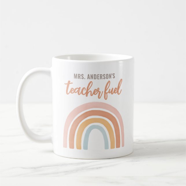 Lehrer Fuel Boho Rainbow Lehrer Wertschätzung Kaffeetasse (Links)
