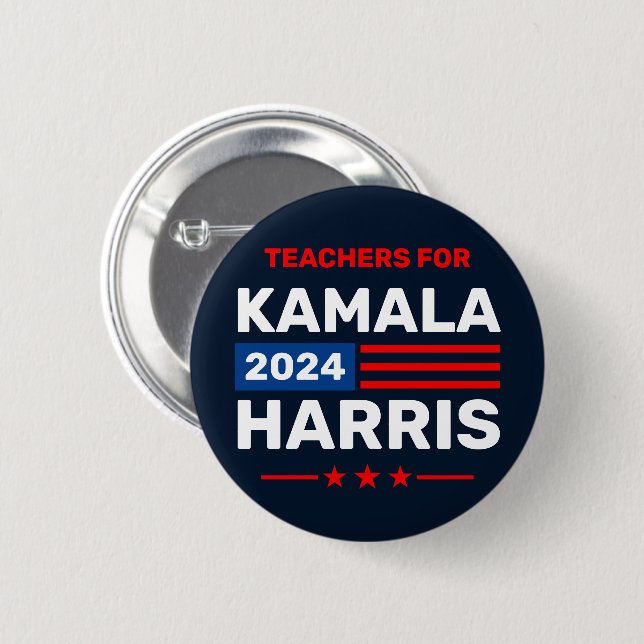 Lehrer für Kamala Harris 2024 Wahl Button (Vorne & Hinten)
