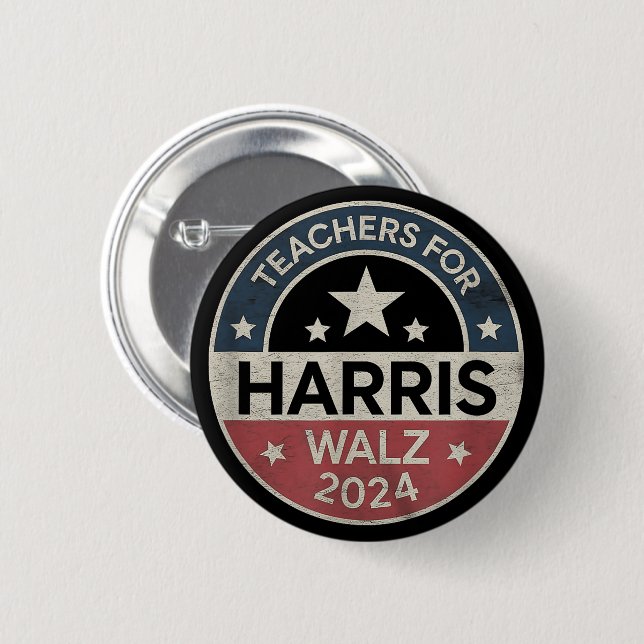 Lehrer für Kamala Harris Tim Walz 2024 Button (Vorne & Hinten)