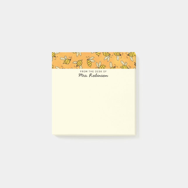 Lehrer für niedliche Bienen aus dem Schreibtisch v Post-it Klebezettel (Vorderseite)