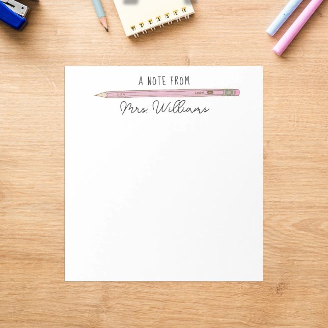 Lehrer Geschenk Illustriert rosa Bleistift-Editor Notizblock (Von Creator hochgeladen)