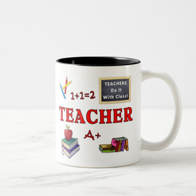 Lehrer-Geschenk-Tassen-Lehrer tun es mit Klasse Zweifarbige Tasse (Rechts)
