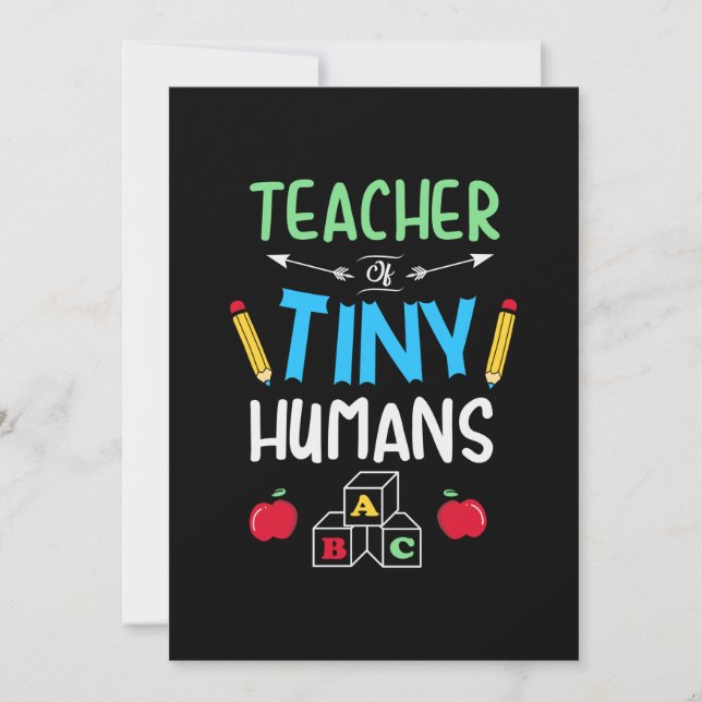 Lehrer Geschenklehrer Tiny Humans Feiertagskarte (Vorderseite)