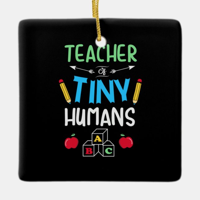 Lehrer Geschenklehrer Tiny Humans Keramikornament (Vorderseite)