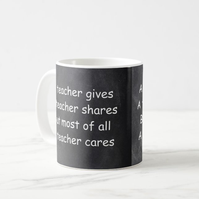 Lehrer gibt Shares Chalkboard Geschenkidee Kaffeetasse (Vorderseite Links)