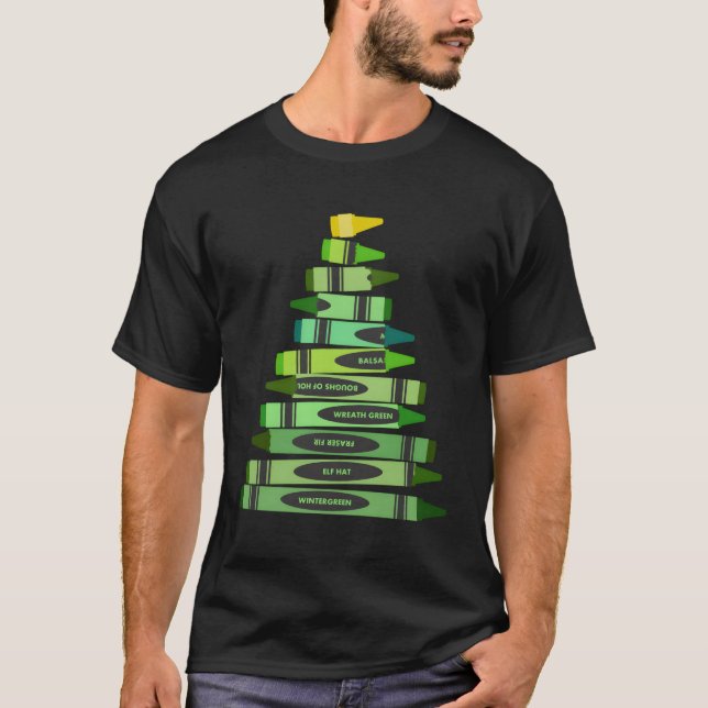 Lehrer Gif Crayon Tree T-Shirt (Vorderseite)
