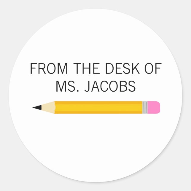 Lehrer Gift Bleistift vom Schreibtisch Runder Aufkleber (Vorderseite)