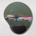 Lehrer Gift Personalisierte Abstrakte Kunstmalerei Gel Mousepad<br><div class="desc">Grüne abstrakte Malerei mit roten Pinselskriptnamen</div>