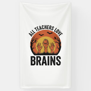 Lehrer Halloween Gehirne Vintage Vektor Design_1 Banner