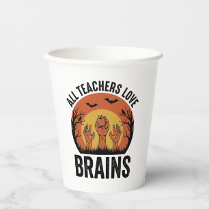 Lehrer Halloween Gehirne Vintage Vektor Design_1 Pappbecher