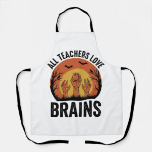 Lehrer Halloween Gehirne Vintage Vektor Design_1 Schürze