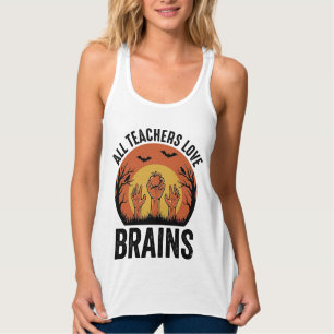 Lehrer Halloween Gehirne Vintage Vektor Design_1 Tank Top