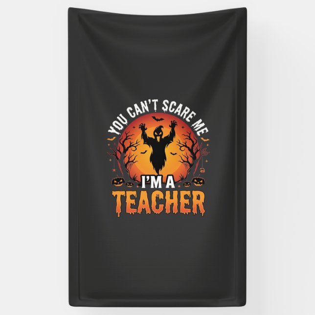 Lehrer Halloween Gruseliger Geist Lehrer Design_1 Banner (Vertikal)