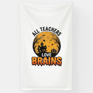 Lehrer Halloween Liebe Gehirne Vintage Design_1 Banner
